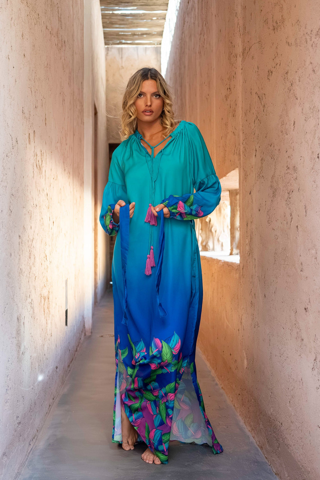 Robe Longue Fluide à Liens Somba - Robes