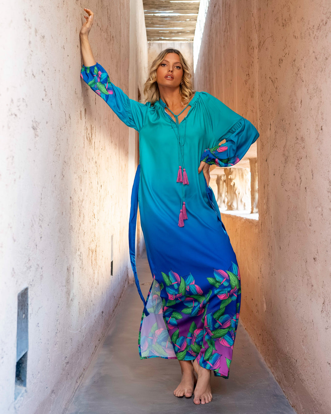 Robe Longue Fluide à Liens Somba - Robes