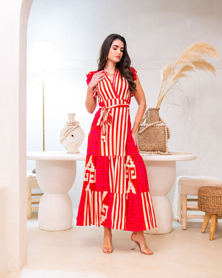 Robe Longue Fluide à Volants Lauren - Robes