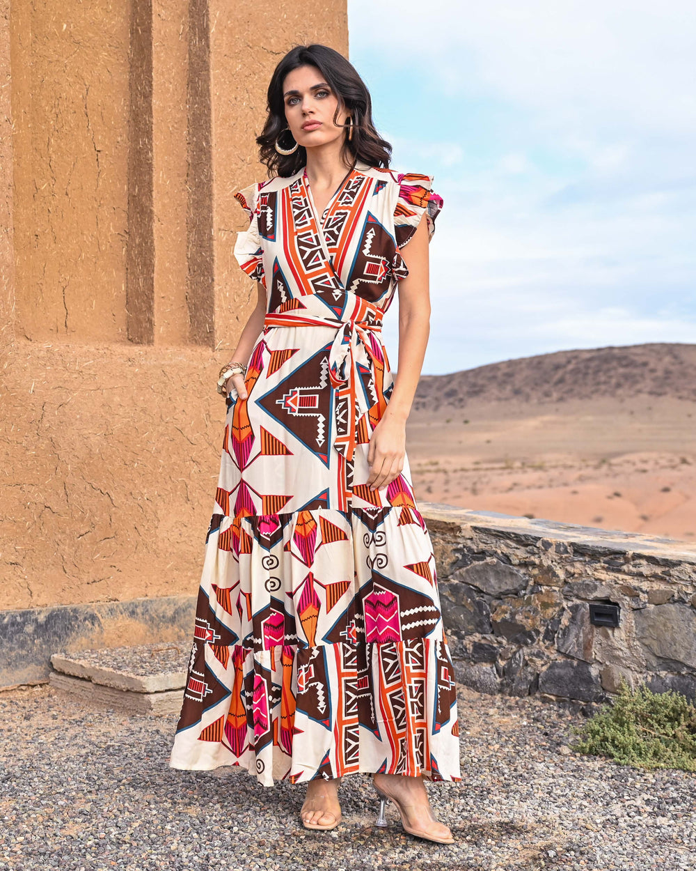 Robe Longue Fluide à Volants Lauren - Robes