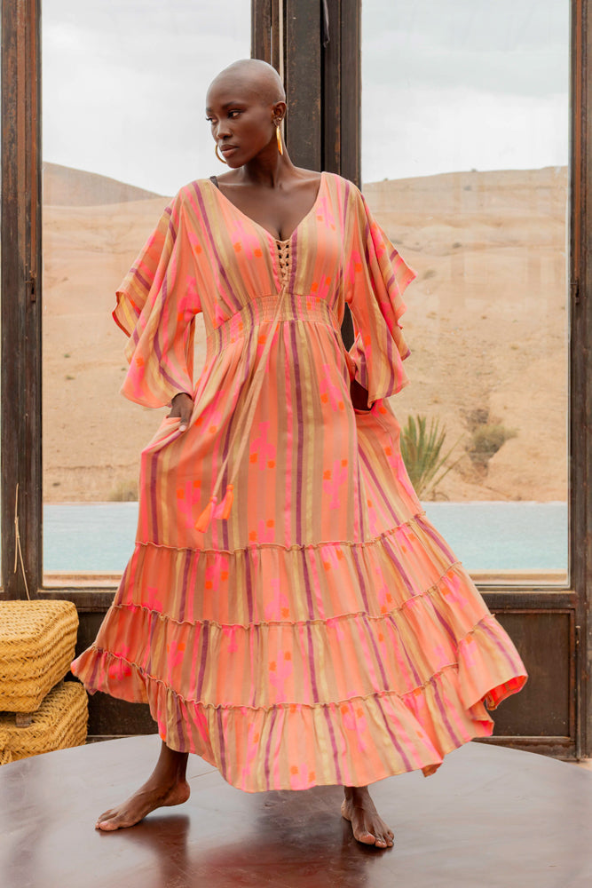 Robe longue imprimée cactus Jotina - Taille unique: 36