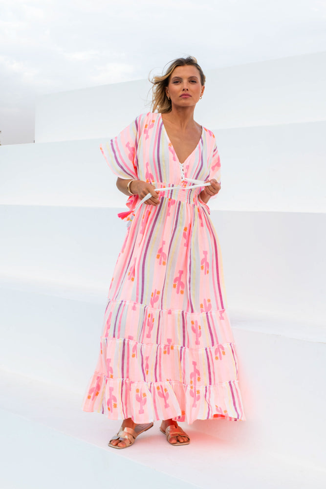 Robe longue imprimée cactus Jotina - Taille unique: 36