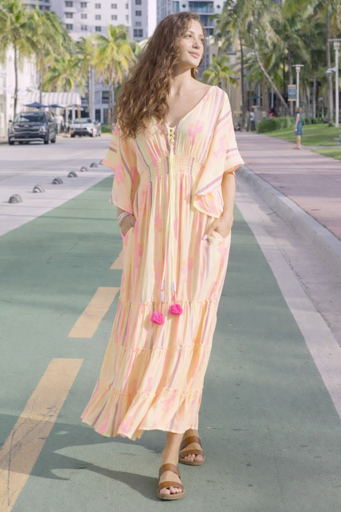 Robe longue imprimée cactus Jotina - Taille unique: 36