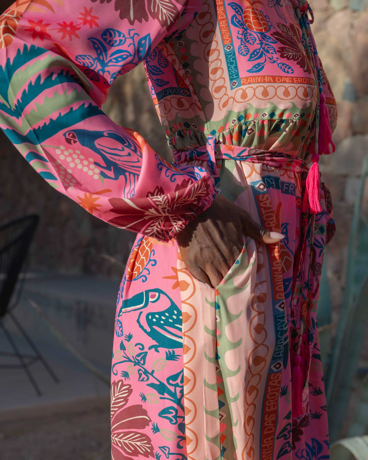 Robe Longue Imprimée Ceinturée Saya - Robes