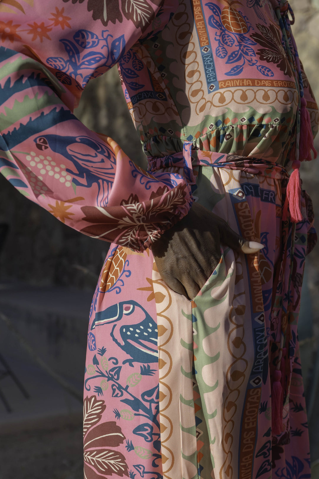 Robe Longue Imprimée Ceinturée Saya - Robes