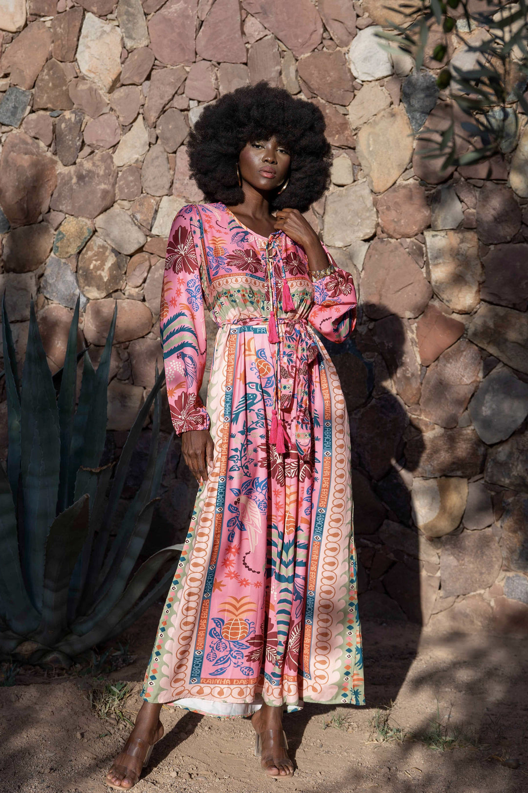 Robe Longue Imprimée Ceinturée Saya - Robes