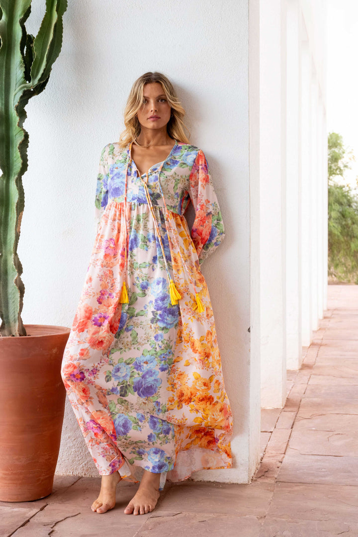 Robe Longue Imprimée Ceinturée Saya - Robes