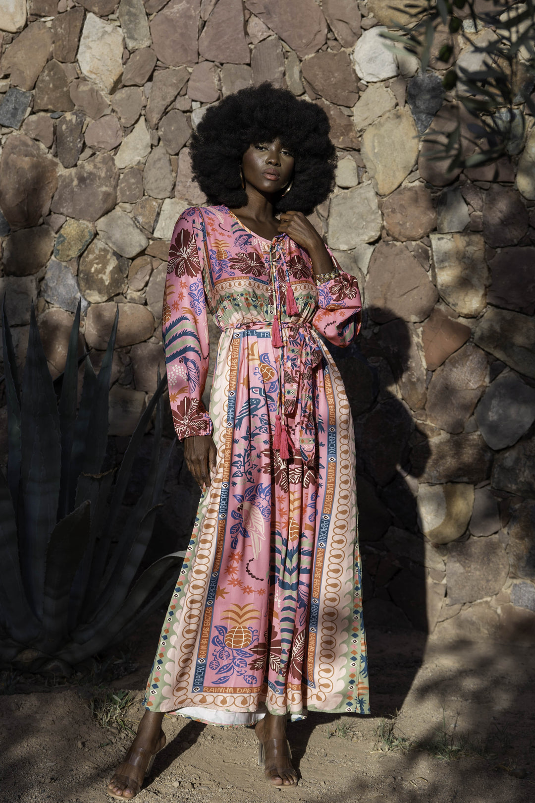 Robe Longue Imprimée Ceinturée Saya - Robes