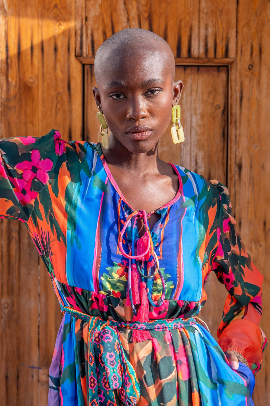 Robe Longue Imprimée Ceinturée Saya - Robes