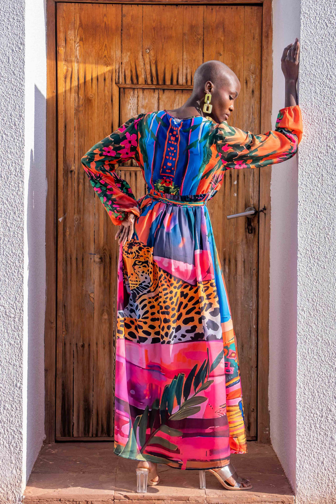 Robe Longue Imprimée Ceinturée Saya - Robes