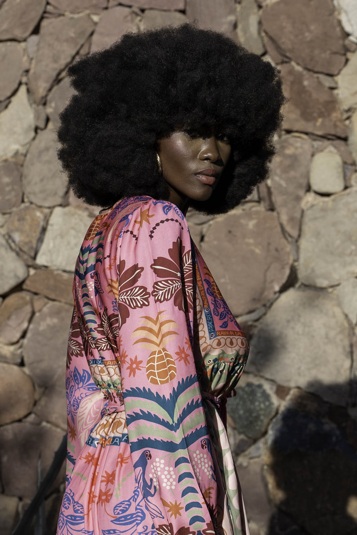 Robe Longue Imprimée Ceinturée Saya - Robes