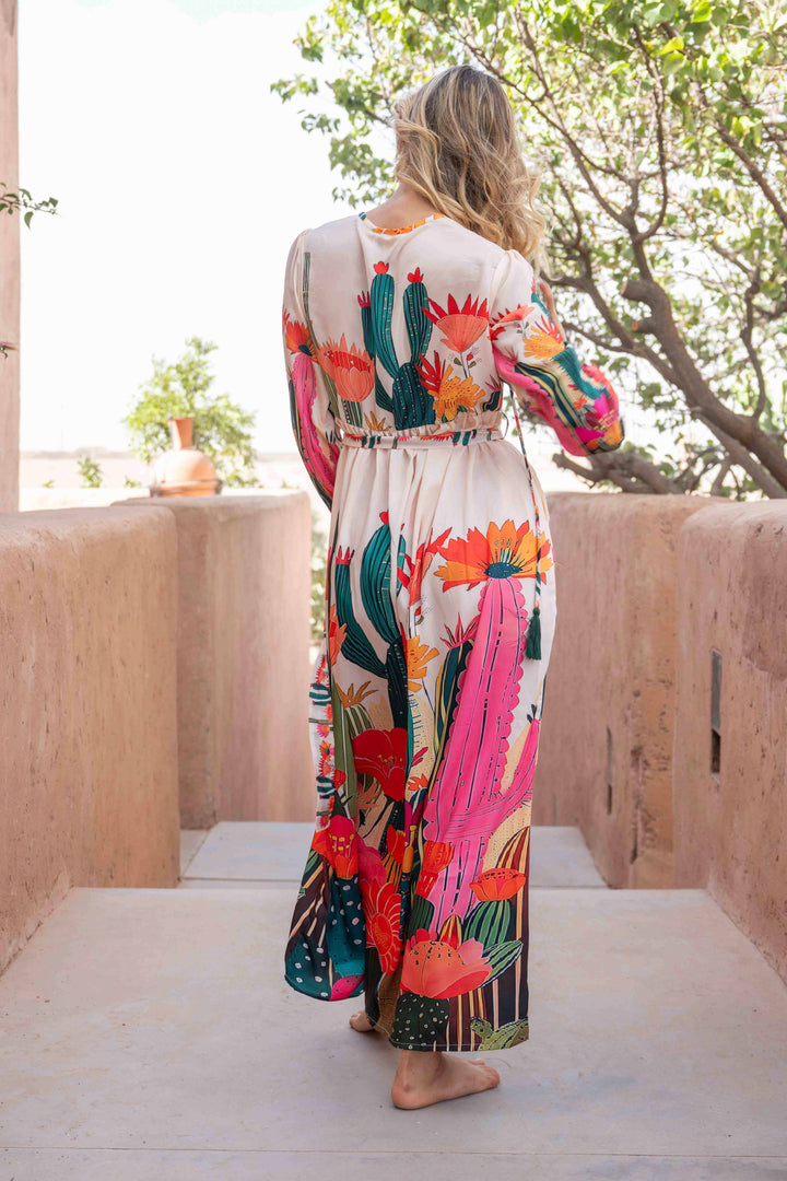 Robe Longue Imprimée Ceinturée Saya - Robes