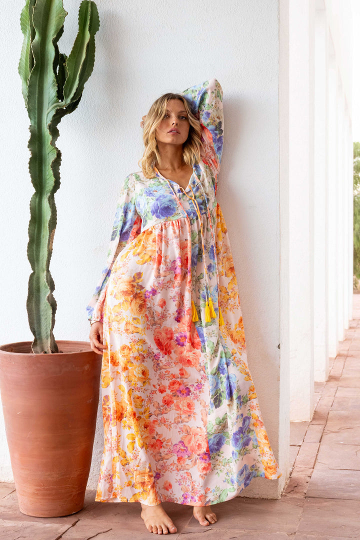 Robe Longue Imprimée Ceinturée Saya - Robes