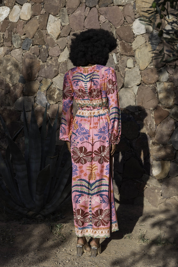 Robe Longue Imprimée Ceinturée Saya - Robes