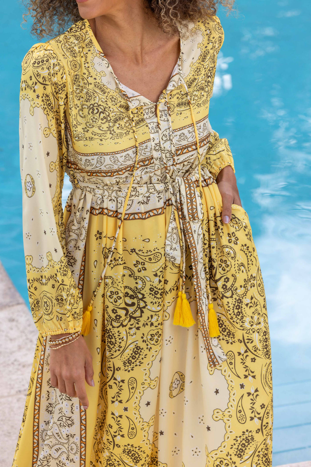 Robe Longue Imprimée Ceinturée Saya - Robes