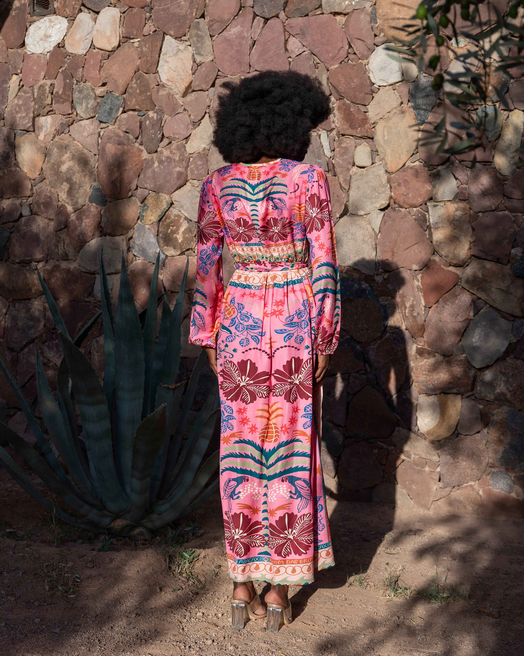 Robe Longue Imprimée Ceinturée Saya - Robes