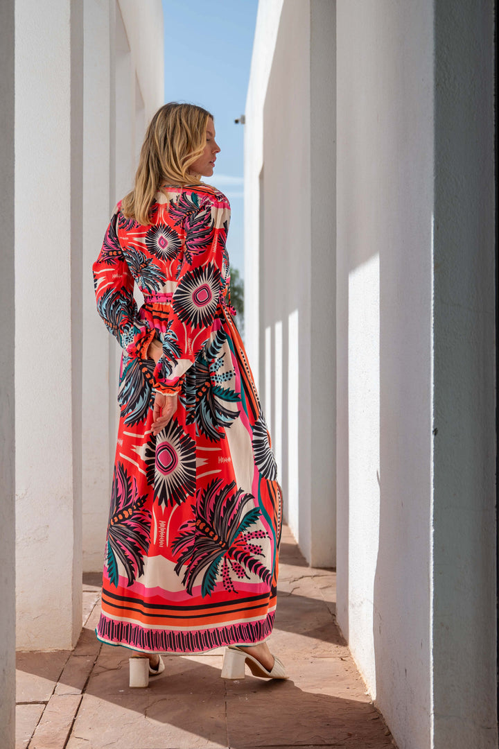 Robe Longue Imprimée Ceinturée Saya - Robes