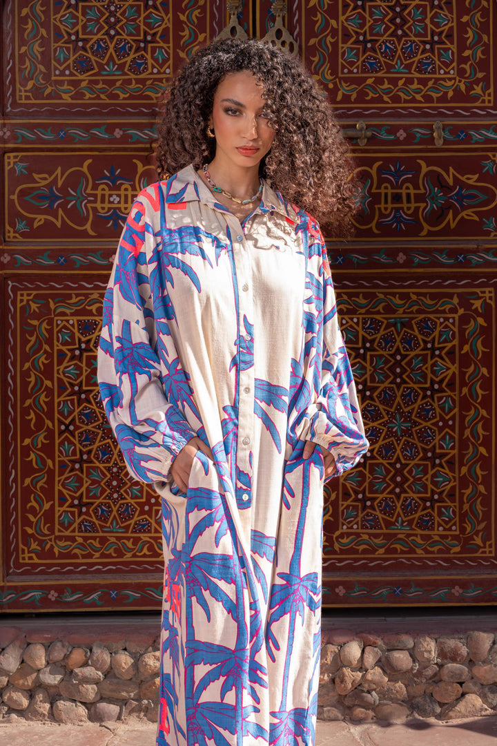 Robe Longue Imprimée Palmiers Sidoni - Taille unique 36-50
