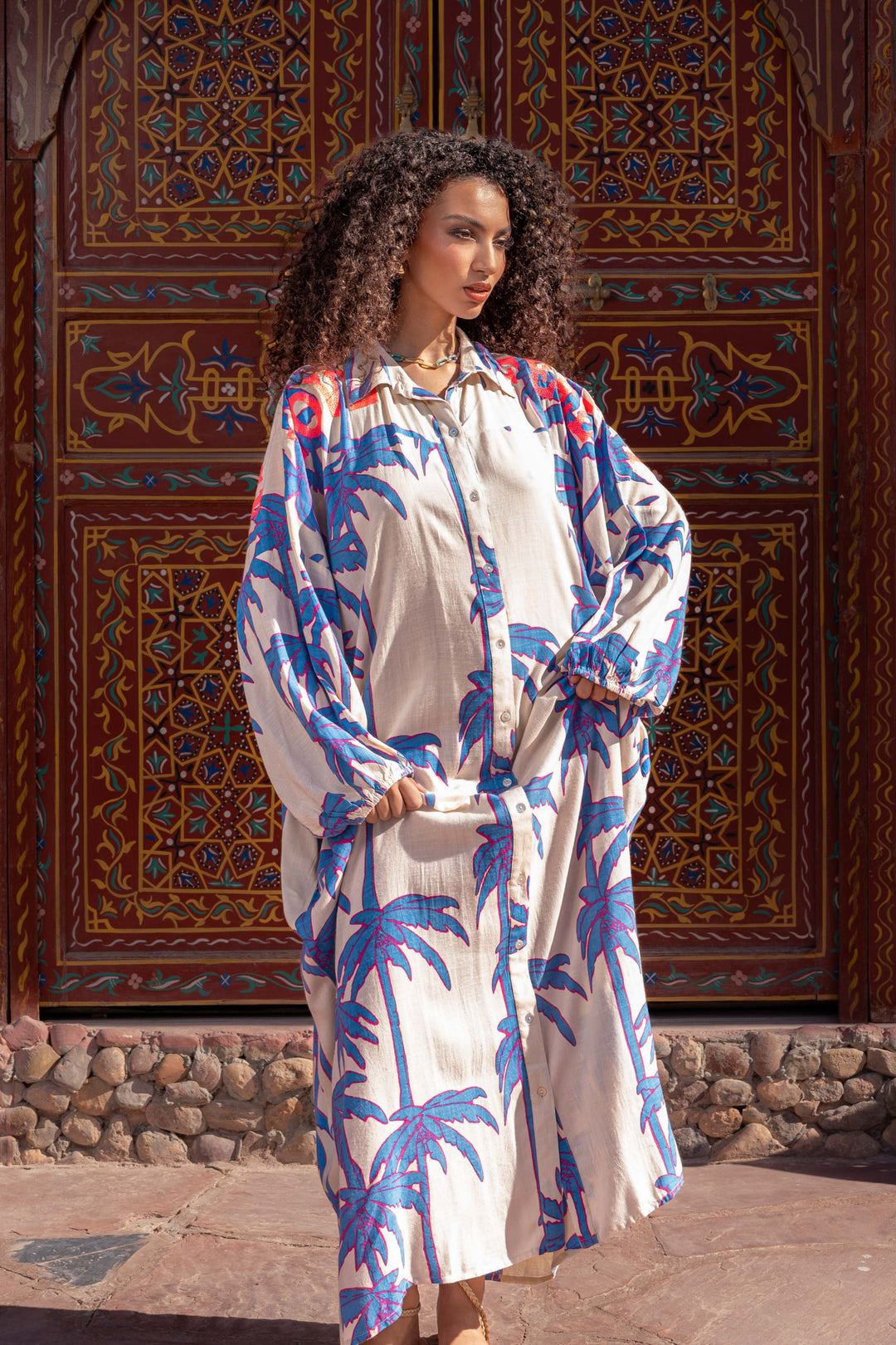 Robe Longue Imprimée Palmiers Sidoni - Taille unique 36-50