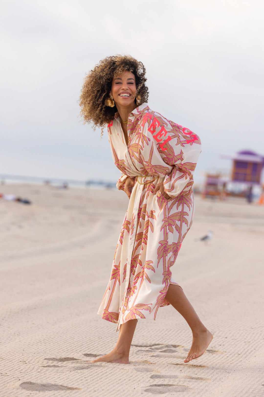 Robe Longue Imprimée Palmiers Sidoni - Taille unique 36-50