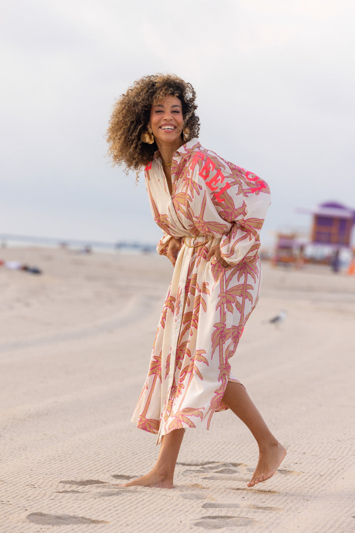 Robe Longue Imprimée Palmiers Sidoni - Taille unique 36-50