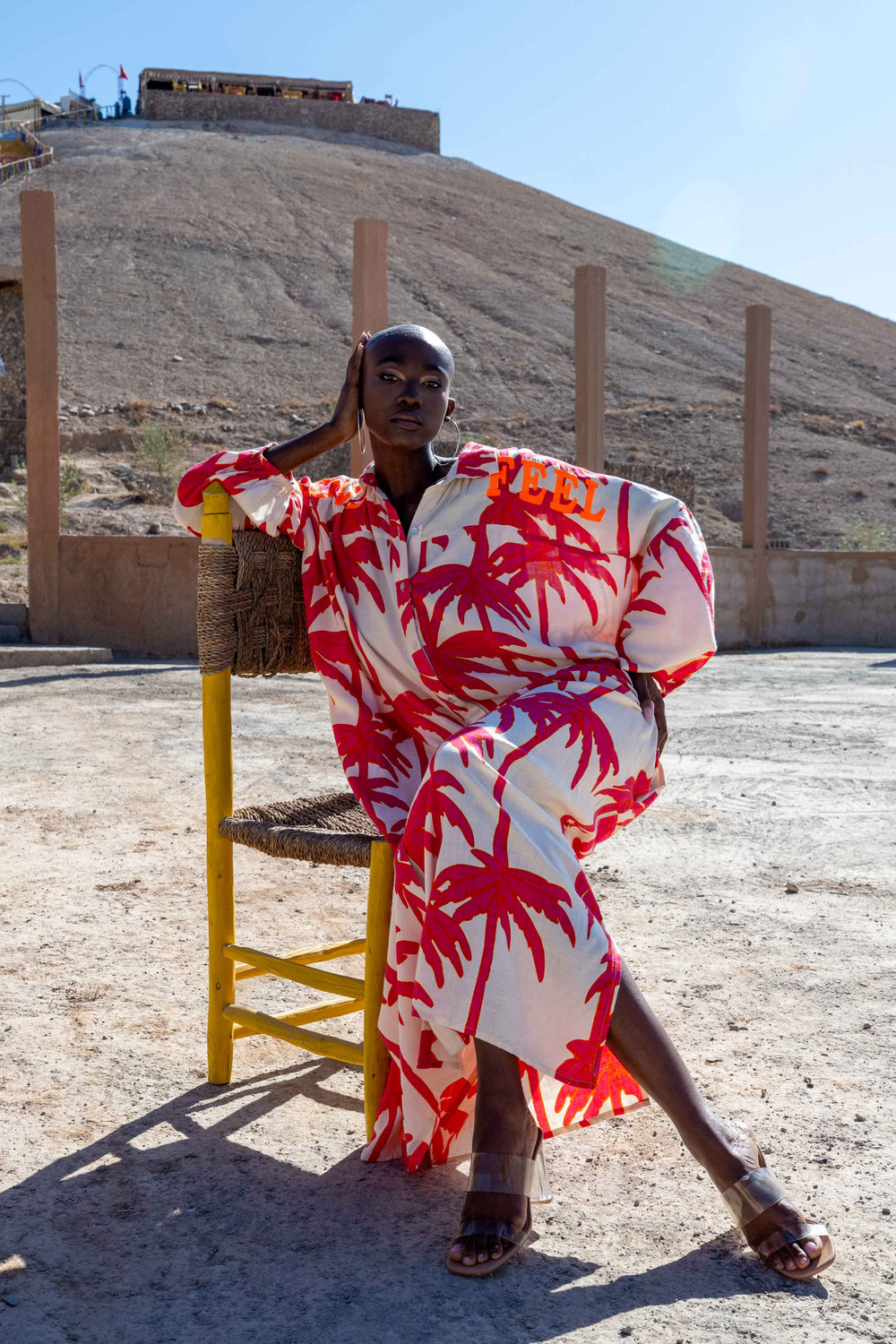 Robe Longue Imprimée Palmiers Sidoni - Taille unique 36-50