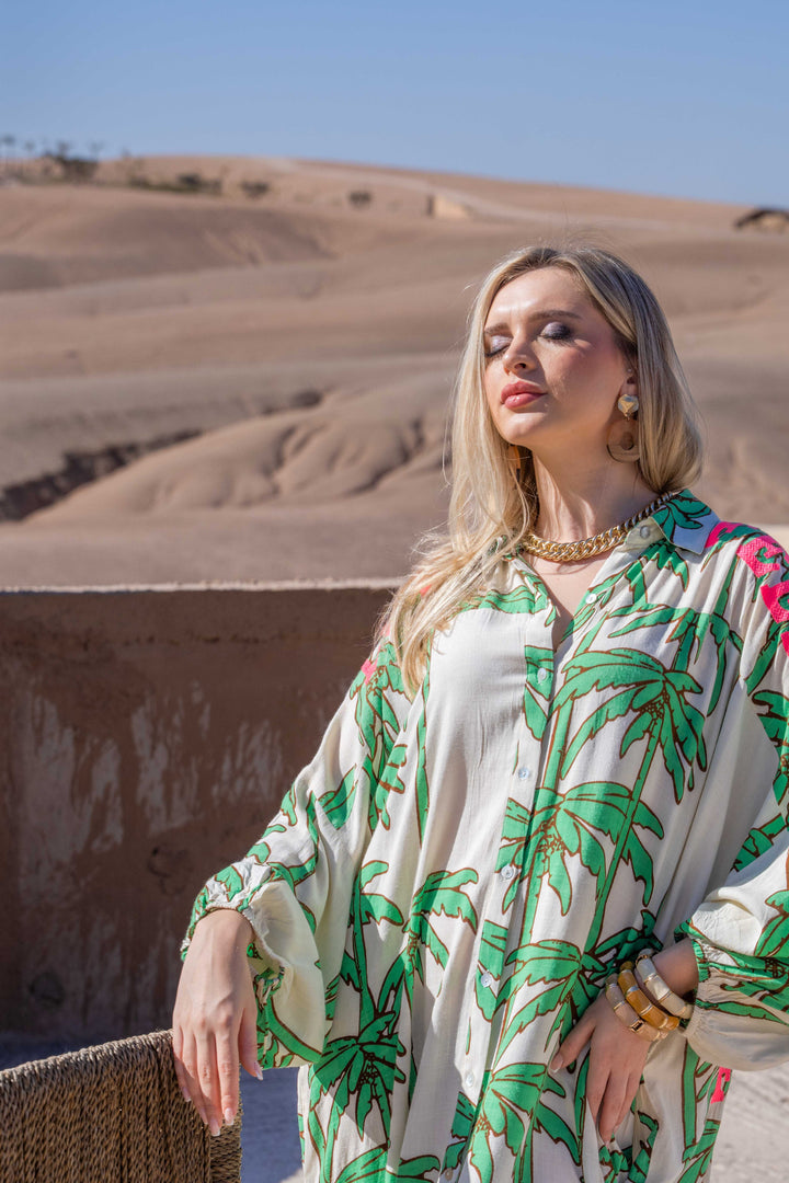 Robe Longue Imprimée Palmiers Sidoni - Taille unique 36-50