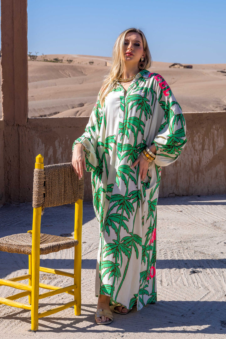 Robe Longue Imprimée Palmiers Sidoni - Taille unique 36-50