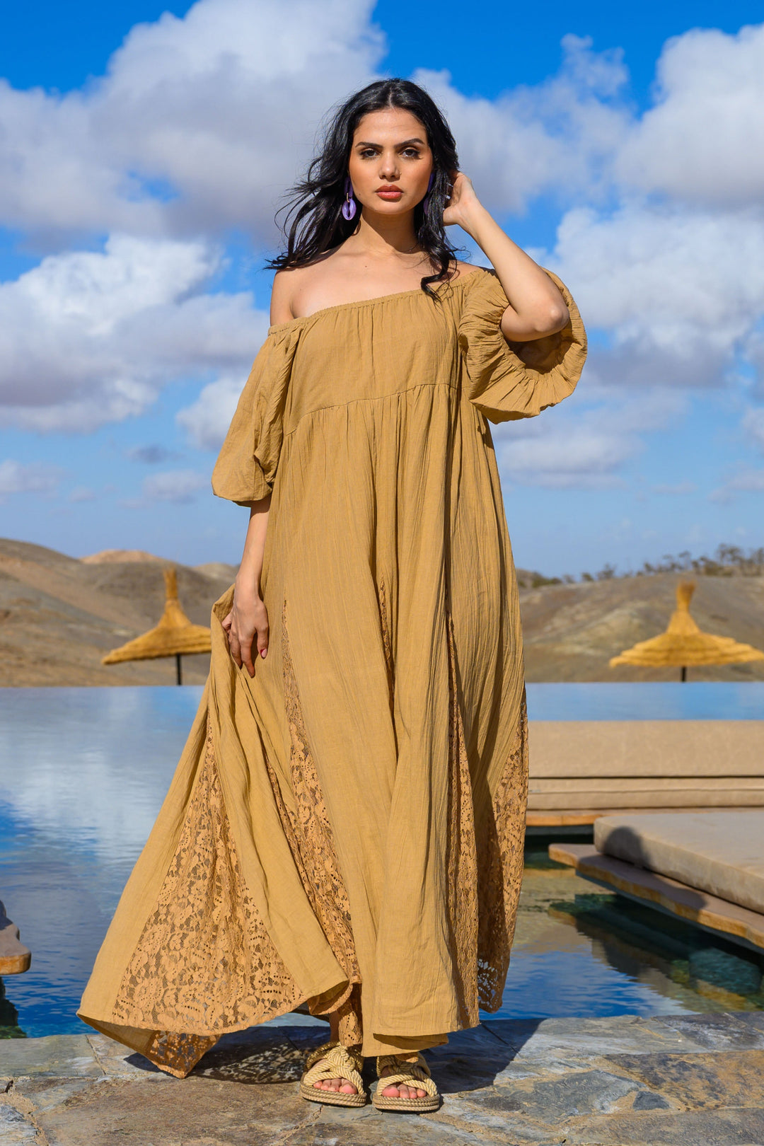 Robe Longue Nina à Épaules Dégagées - Taille unique 36-44