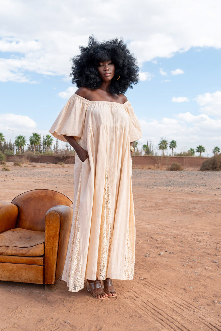 Robe Longue Nina à Épaules Dégagées - Taille unique 36-44