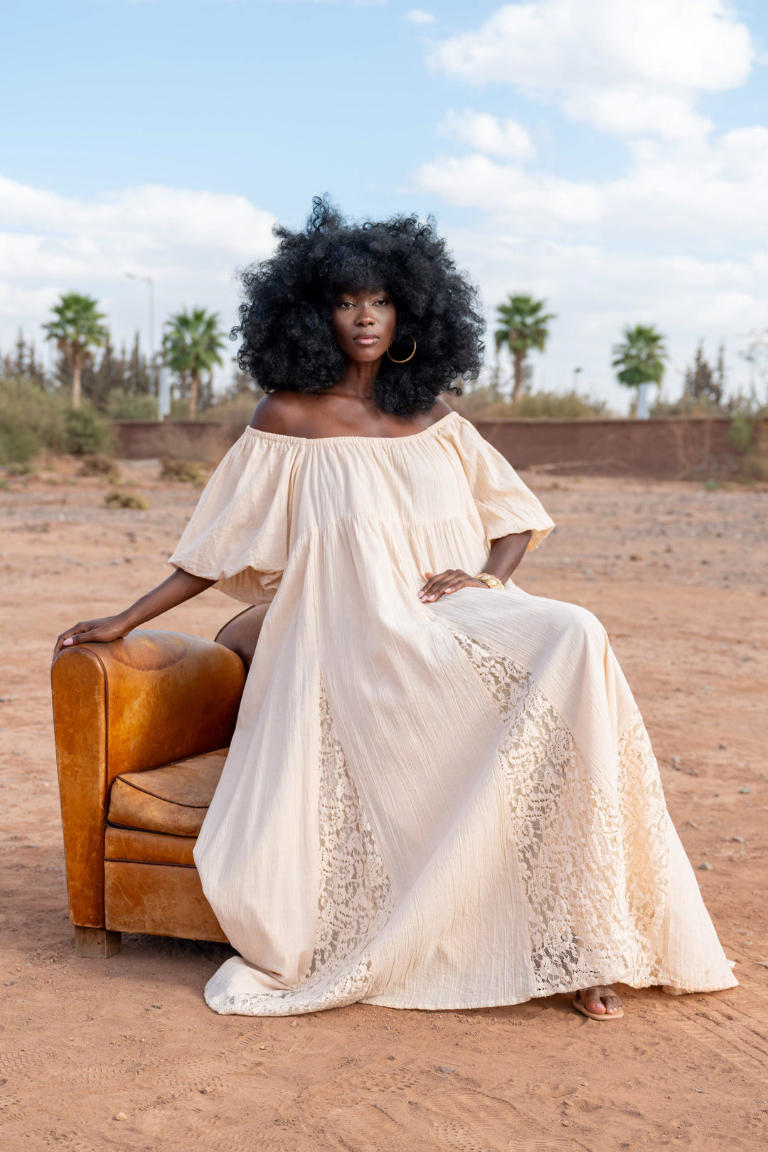 Robe Longue Nina à Épaules Dégagées - Taille unique 36-44