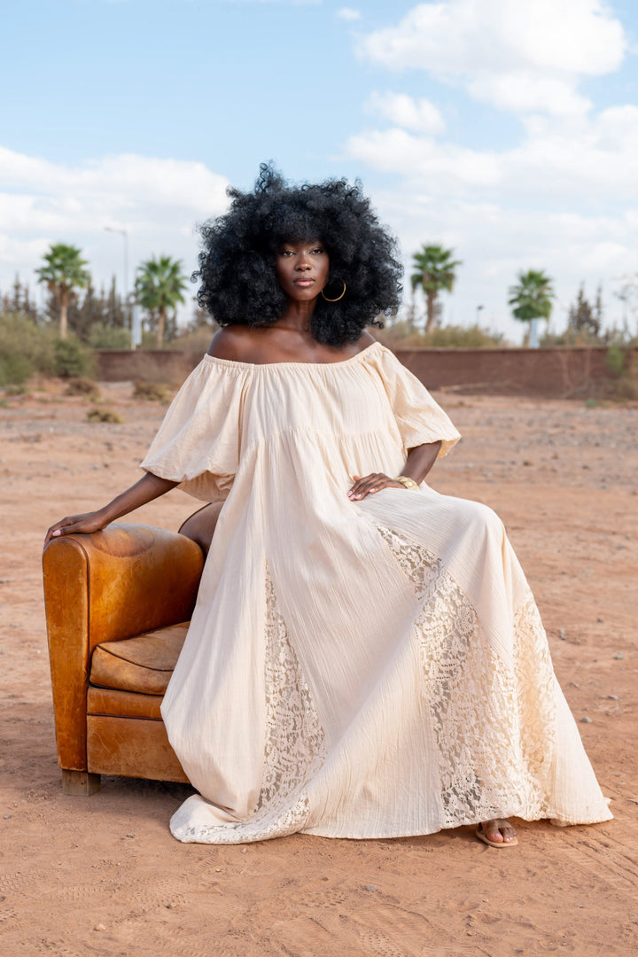 Robe Longue Nina à Épaules Dégagées - Taille unique 36-44