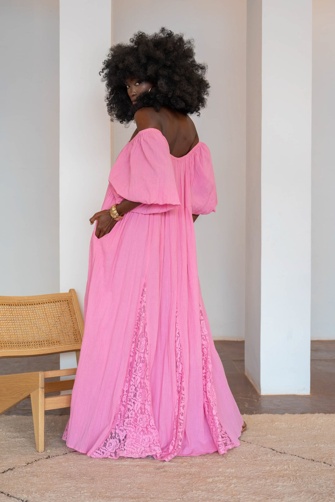 Robe Longue Nina à Épaules Dégagées - Taille unique 36-44