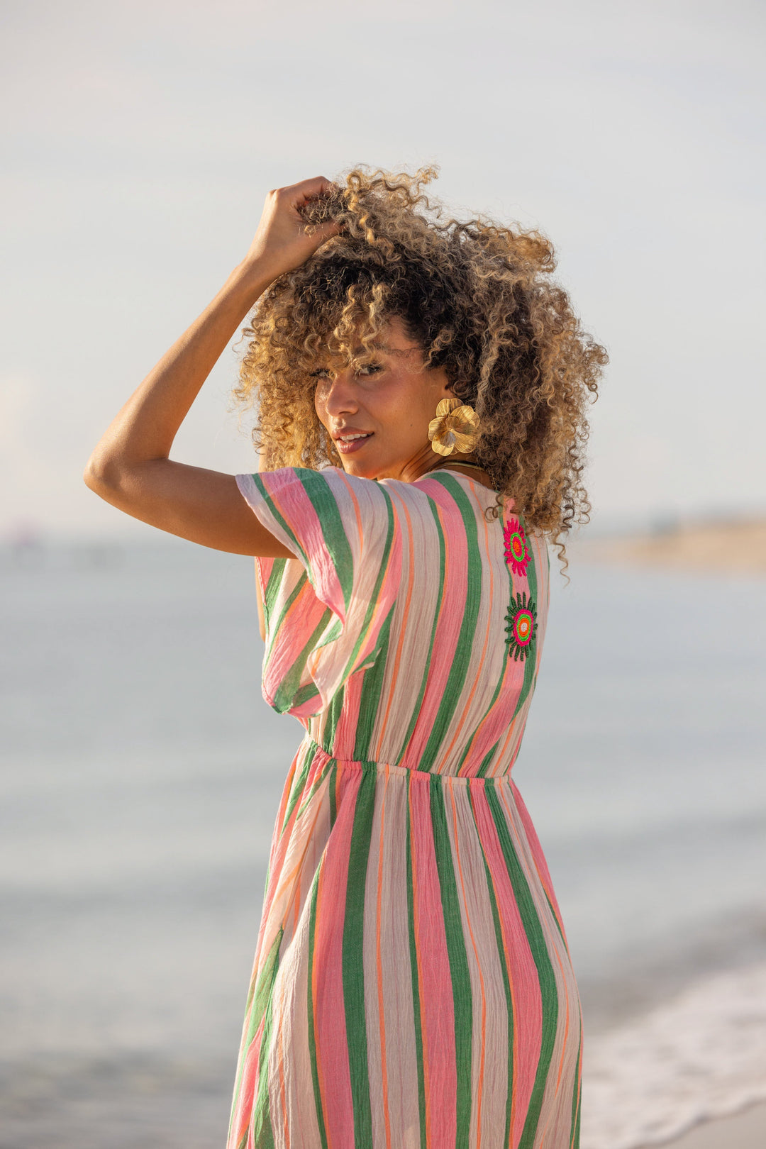 Robe Longue Rayée Col V Sativa - Robes