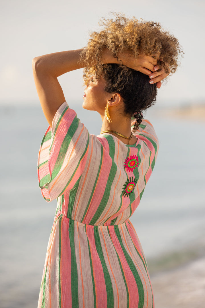 Robe Longue Rayée Col V Sativa - Robes