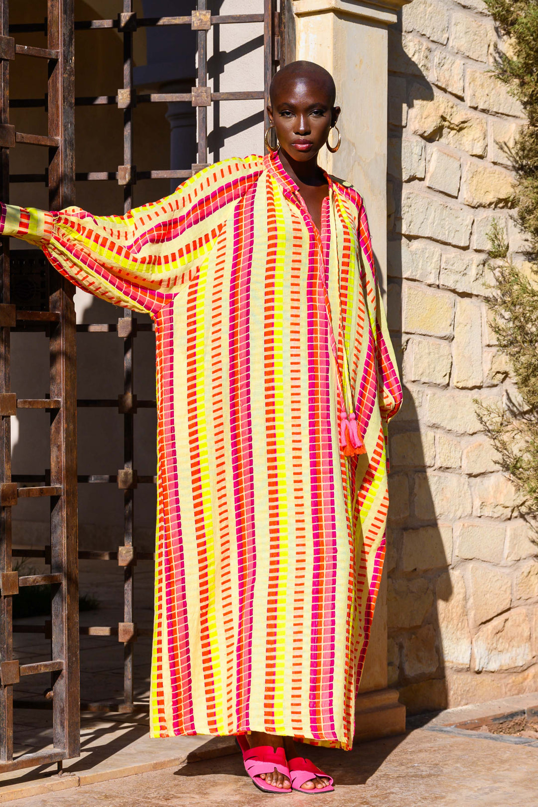 Robe Longue Rayée Salerno - Taille unique / Jaune - Robes