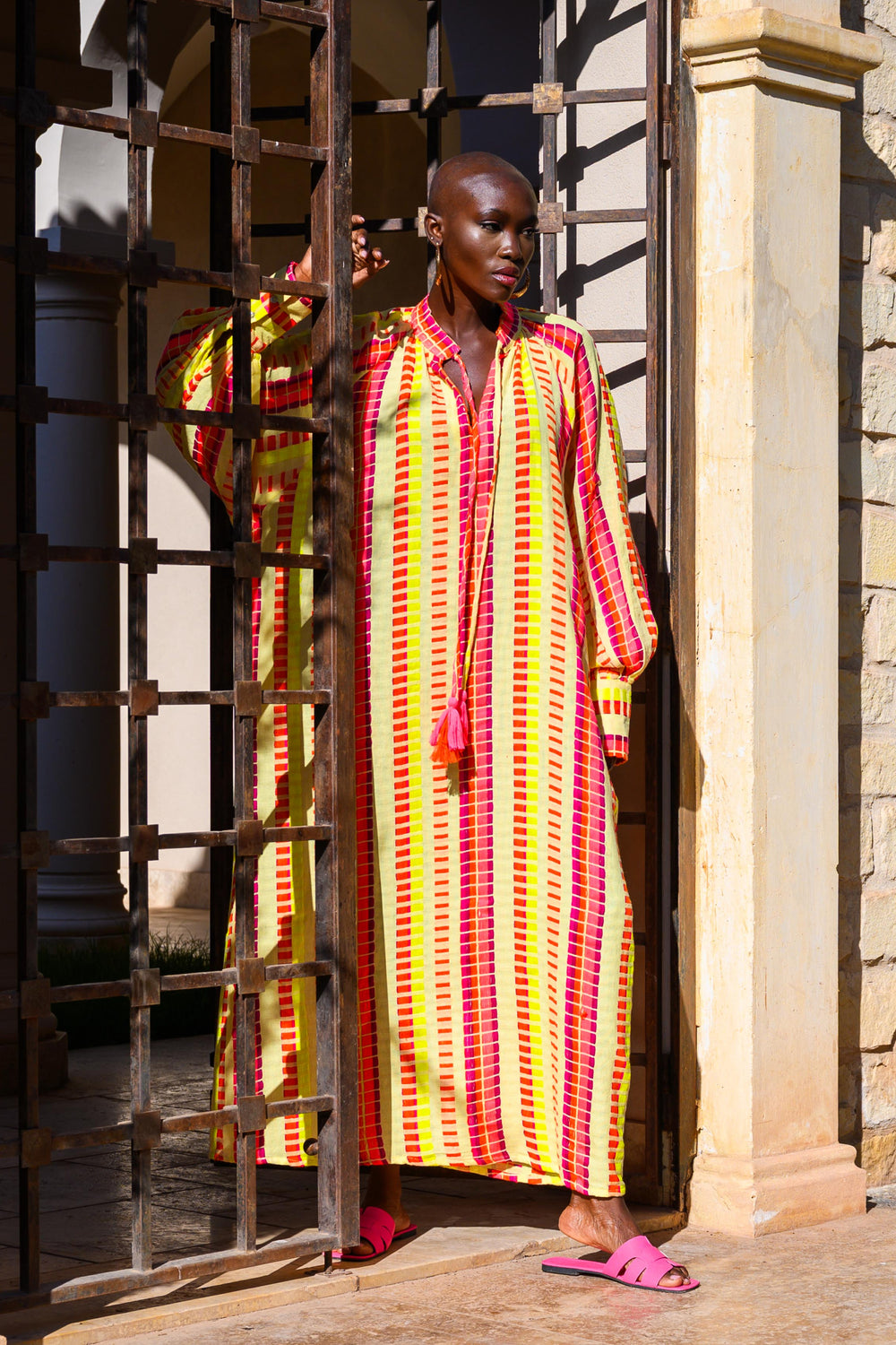 Robe Longue Rayée Salerno - Taille unique / Jaune - Robes
