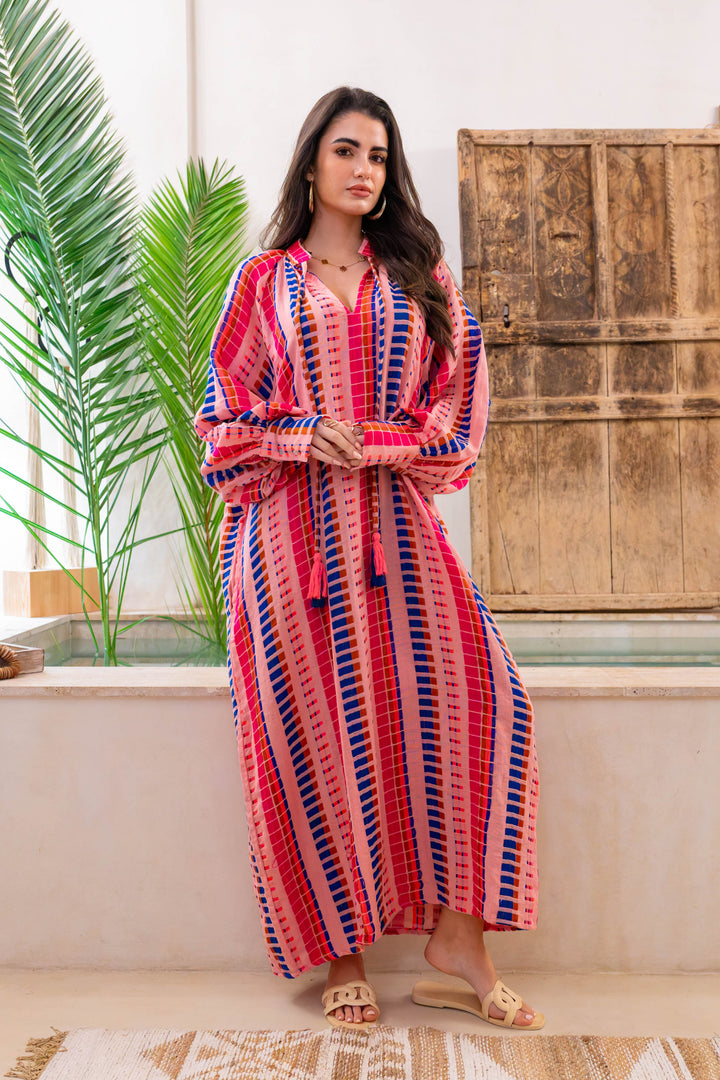 Robe Longue Rayée Salerno - Taille unique / Rose - Robes