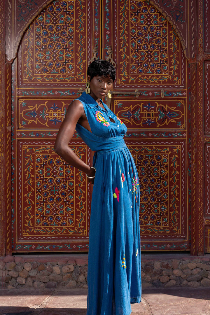 Robe Longue Sans Manches Brodée Sirene - Robes