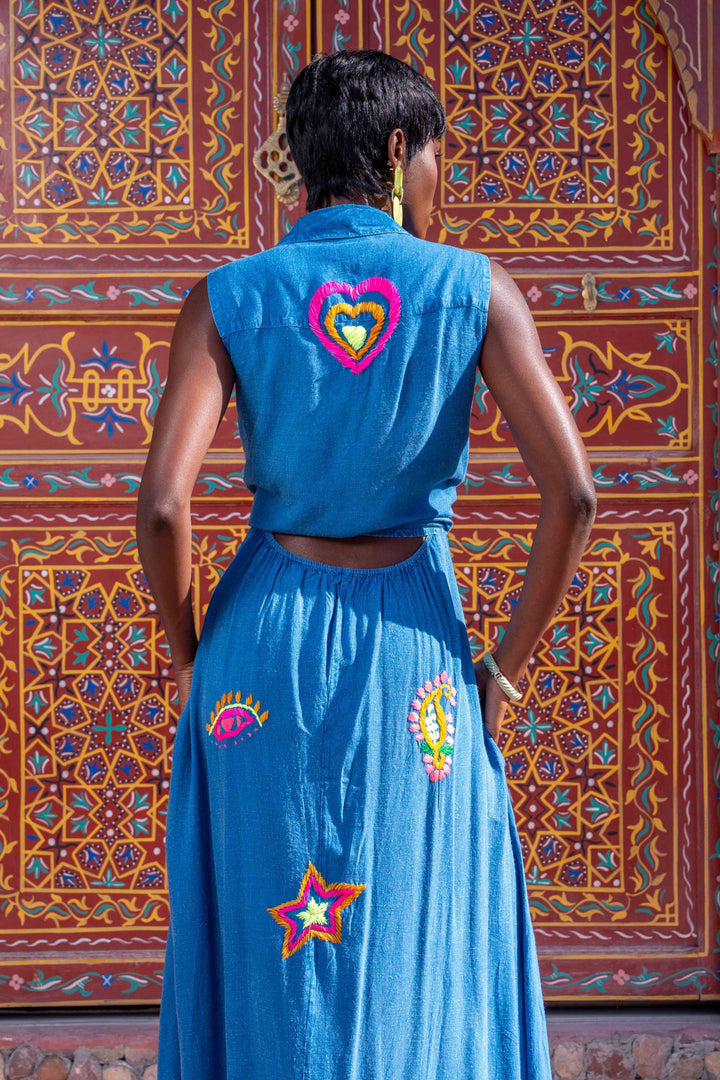 Robe Longue Sans Manches Brodée Sirene - Robes