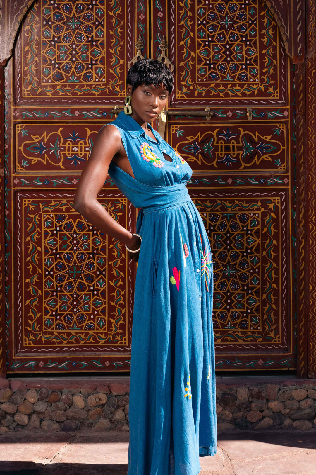 Robe Longue Sans Manches Brodée Sirene - Robes