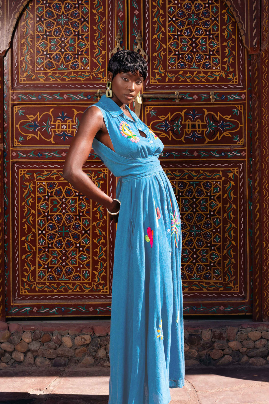 Robe Longue Sans Manches Brodée Sirene - Robes