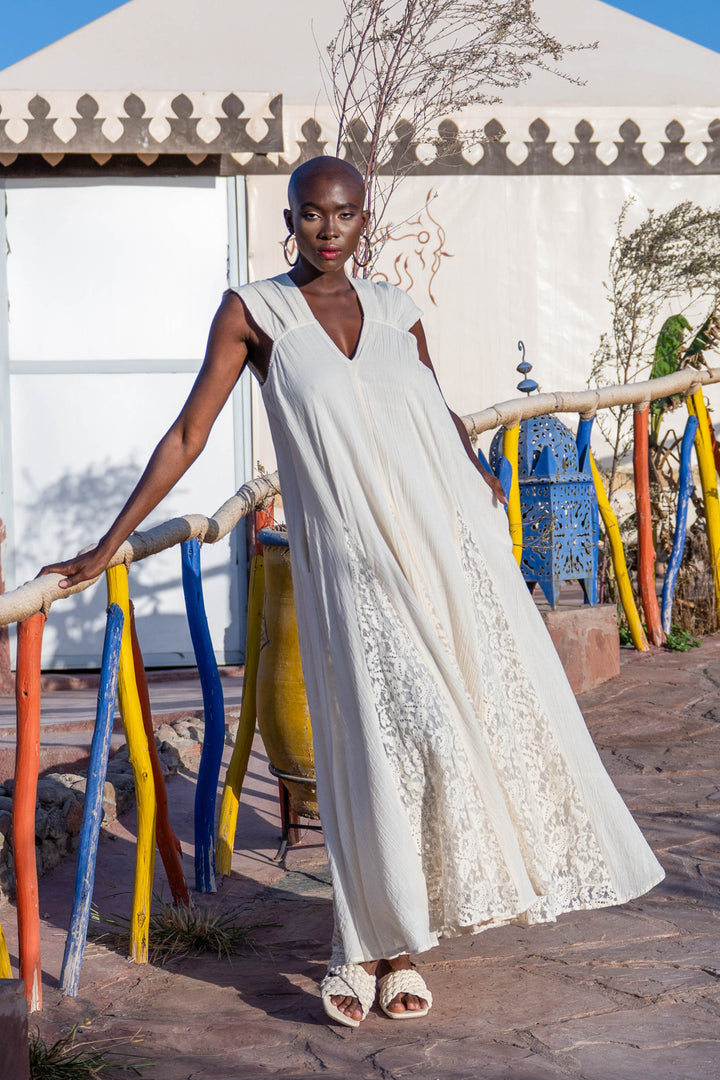 Robe Longue Sans Manches Col V Noumea - Robes
