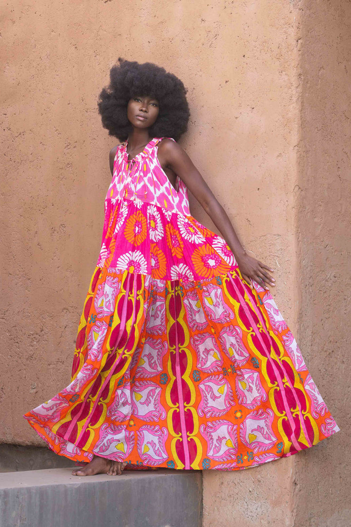 Robe Longue Sans Manches Col V Panama - Taille unique 36-40