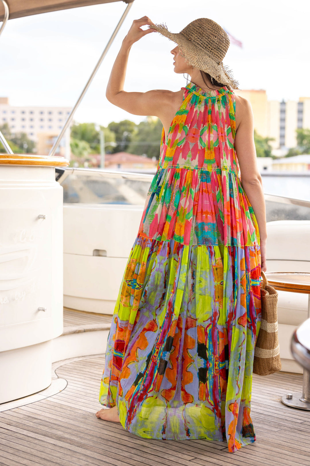 Robe Longue Sans Manches Col V Panama - Taille unique 36-40