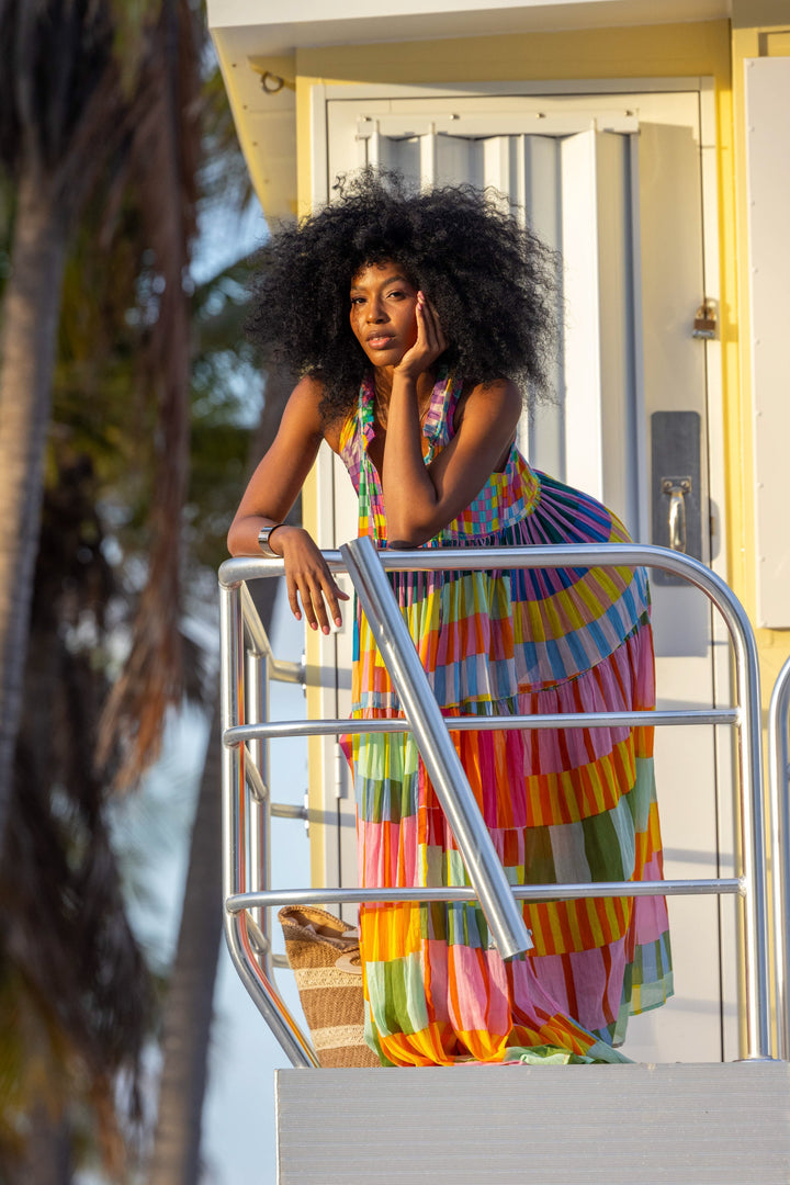 Robe Longue Sans Manches Col V Panama - Taille unique 36-40