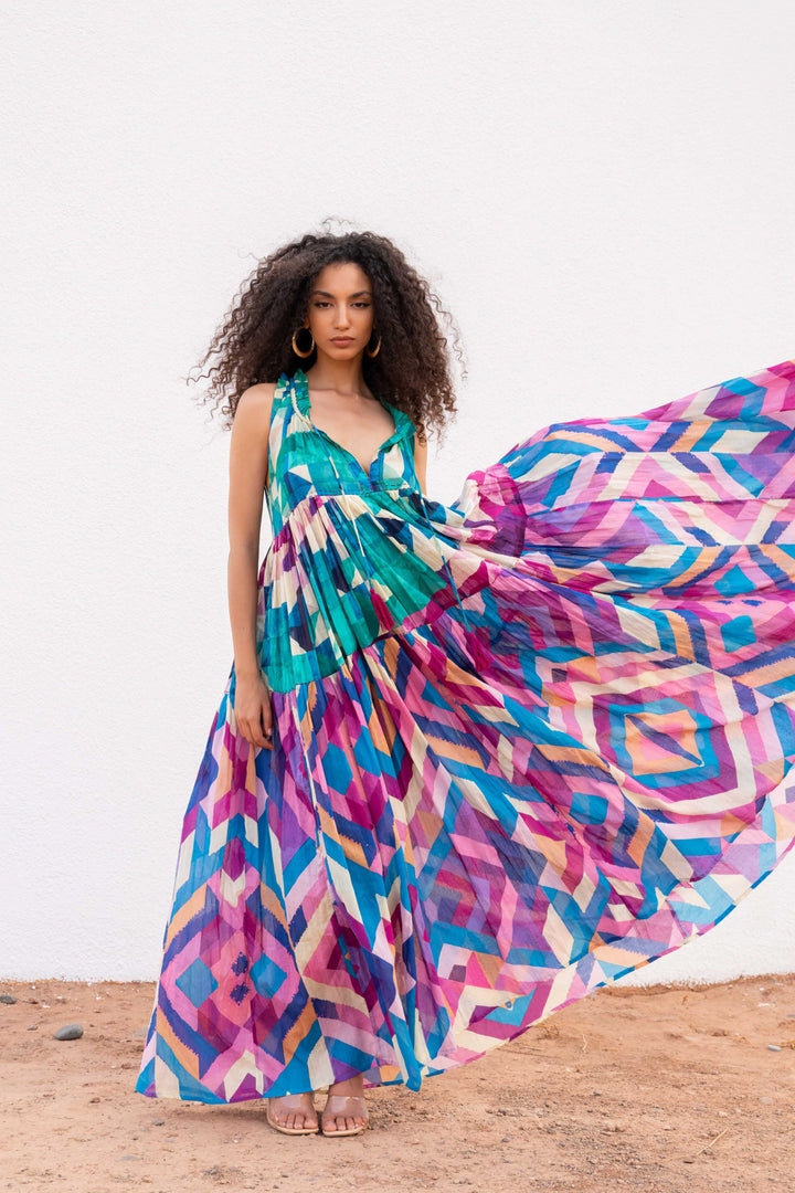 Robe Longue Sans Manches Col V Panama - Taille unique 36-40