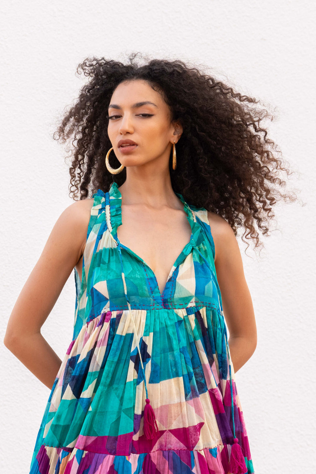 Robe Longue Sans Manches Col V Panama - Taille unique 36-40