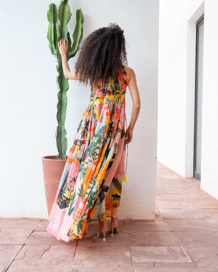 Robe Longue Sans Manches Col V Panama - Taille unique 36-40