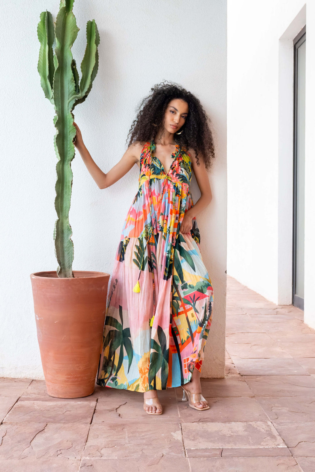 Robe Longue Sans Manches Col V Panama - Taille unique 36-40